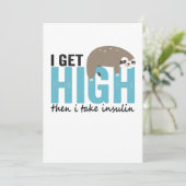 I Get High Then I Take Insulin Funny Diabetic Gift Dankeskarte (Stehend Vorderseite)
