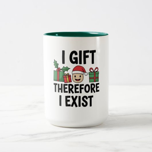I Gift Therefore I Exist Christmas Zweifarbige Tasse (Mittel)