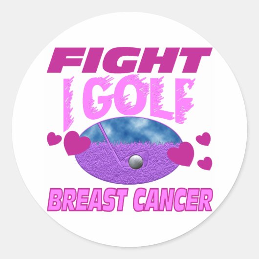 I Golf > Brustkrebs bekämpfen Runder Aufkleber (Vorderseite)