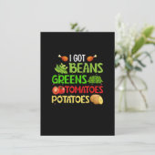 I Got Beans Greens Potatoes Tomatoes Funny Thanksg Einladung (Stehend Vorderseite)