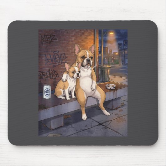 I Got That Dog In Me Funny French Bulldog Smoking Mousepad (Vorne)