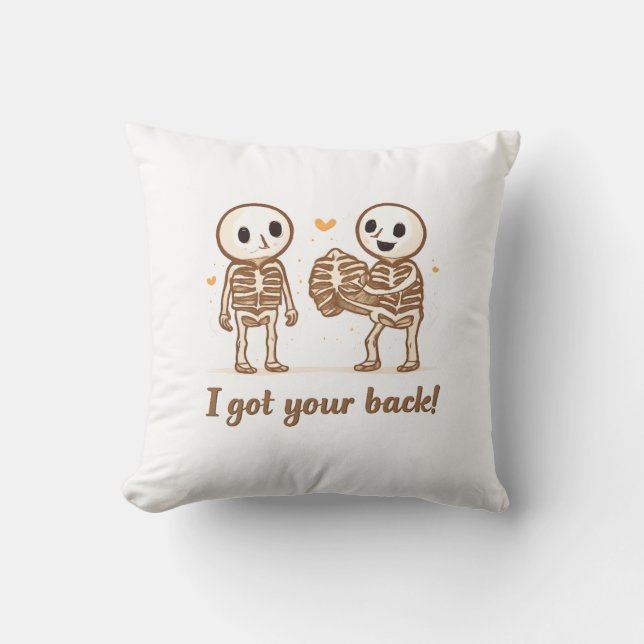 I Got Your Back Cute Skeleton Halloween Quote Kissen (Vorderseite)