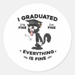 I Graduate Cl 2025 Funny Black Cat Gradu Runder Aufkleber