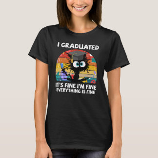 I Graduated Retro Vintage Funny Black Cat School G T-Shirt