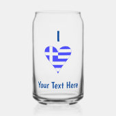 I (Griechische Flagge Funky Heart) Ihr Text Dosenglas (Vorderseite)