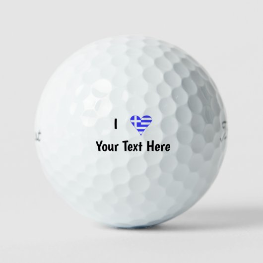 I (Griechische Flagge Funky Heart) Ihr Text Golfball (Vorderseite)