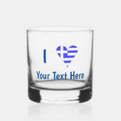 I (Griechische Flagge Funky Heart) Ihr Text Whiskyglas (Vorderseite)