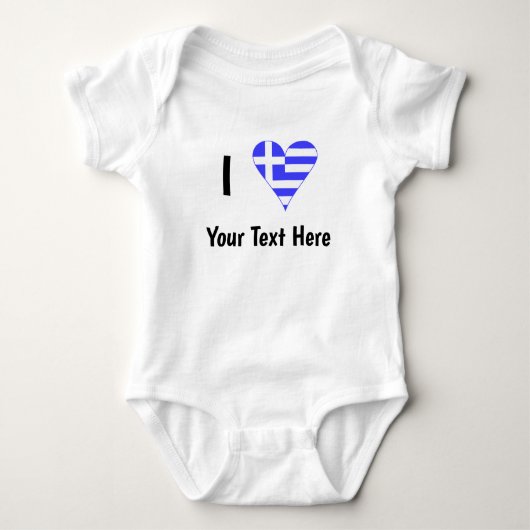I (Griechisches Flaggenherz) Ihr Text Baby Strampler (Vorderseite)