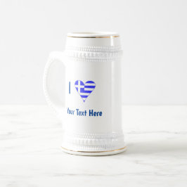 I (Griechisches Flaggenherz) Ihr Text Bierglas