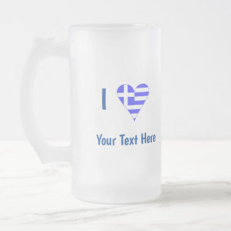 I (Griechisches Flaggenherz) Ihr Text Mattglas Bierglas
