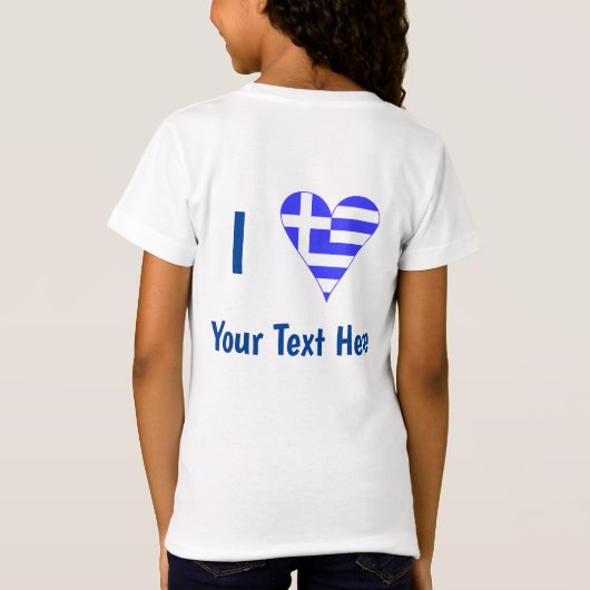 I (Griechisches Flaggenherz) Ihr Text-T - Shirt (Rückseite)