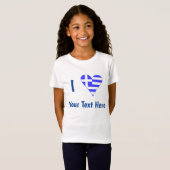 I (Griechisches Flaggenherz) Ihr Text-T - Shirt (Vorne ganz)