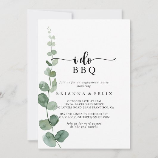 I GRILLEN Delight Eukalyptus Engagement Party Einladung (Vorderseite)