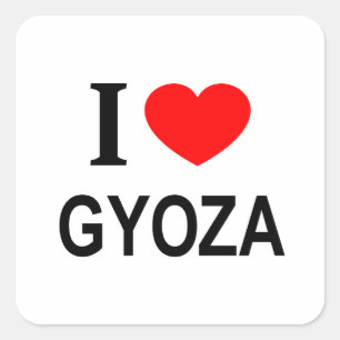 I ❤️ GYOZA I LIEBE GYOZA I HERZ GYOZA QUADRATISCHER AUFKLEBER