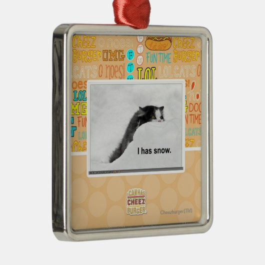 I hat Schnee Silbernes Ornament (Rechts)