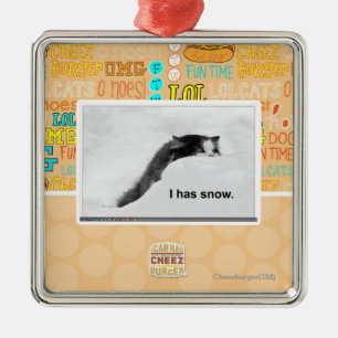 I hat Schnee Silbernes Ornament