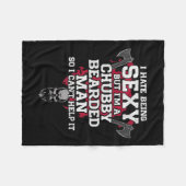 I Hate Being Y But Im A Chubby Bearded Man Skull H Fleecedecke (Vorderseite (Horizontal))