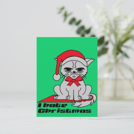 I hate Christmas - Cat Postkarte (Stehend Vorderseite)