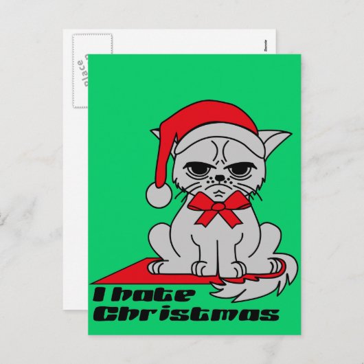 I hate Christmas - Cat Postkarte (Vorne/Hinten)