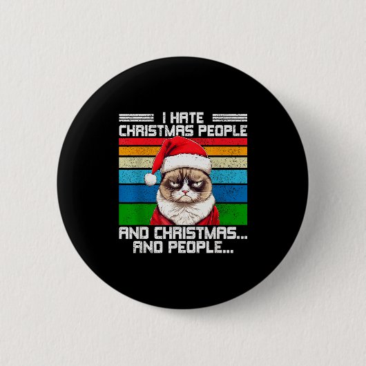 I Hate Christmas Holidays Haters Black Uni-adults Button (Vorderseite)