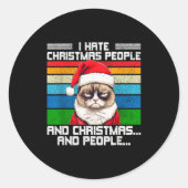 I Hate Christmas Holidays Haters Black Uni-adults Runder Aufkleber (Vorderseite)