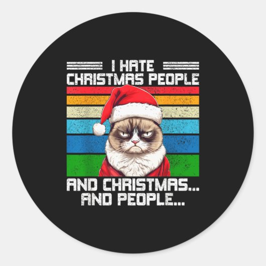 I Hate Christmas Holidays Haters Black Uni-adults Runder Aufkleber (Vorderseite)
