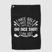 I Hate Golf Golfhandtuch (Vorderseite)