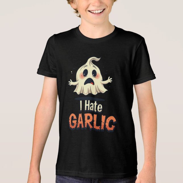 I Hate Knolic Ghost - Funny Halloween Knoblauch Ha Tri-Blend Shirt (Vorderseite)
