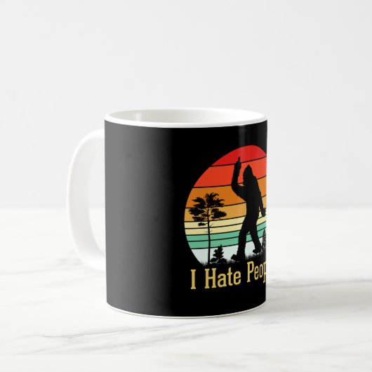 I Hate People | Bigfoot Retro Kaffeetasse (Vorderseite Links)