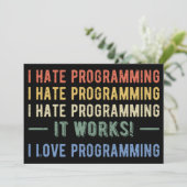 I Hate Programming - Funny Programmer I Einladung (Stehend Vorderseite)