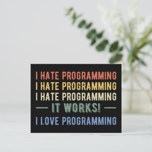 I Hate Programming - Funny Programmer I Postkarte (Stehend Vorderseite)