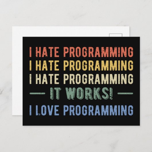 I Hate Programming - Funny Programmer I Postkarte (Vorne/Hinten)