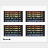 I Hate Programming - Funny Programmer I Rechteckiger Aufkleber (Blatt)