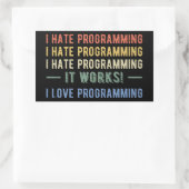 I Hate Programming - Funny Programmer I Rechteckiger Aufkleber (Tasche)