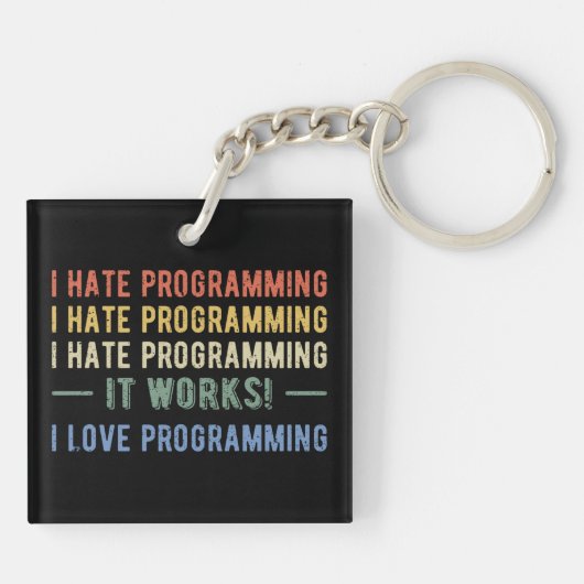 I Hate Programming - Funny Programmer I Schlüsselanhänger (Rückseite)