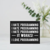 I Hate Programming - Funny Programmer II Postkarte (Stehend Vorderseite)