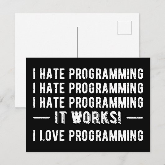 I Hate Programming - Funny Programmer II Postkarte (Vorne/Hinten)