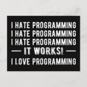 I Hate Programming - Funny Programmer II Postkarte (Vorderseite)