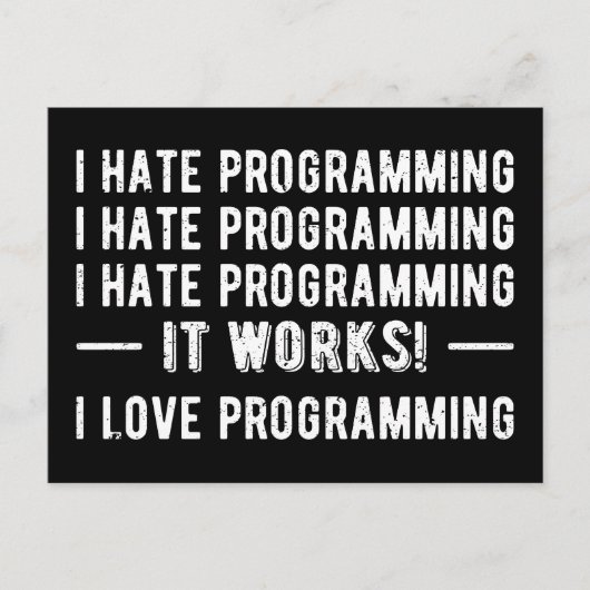 I Hate Programming - Funny Programmer II Postkarte (Vorderseite)