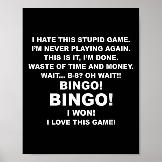 I Hate This Stud Game I'm Never Playing Again Bing Poster (Vorne)