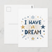 I Have a Dream Starburst Typography Art Postkarte (Vorne/Hinten)