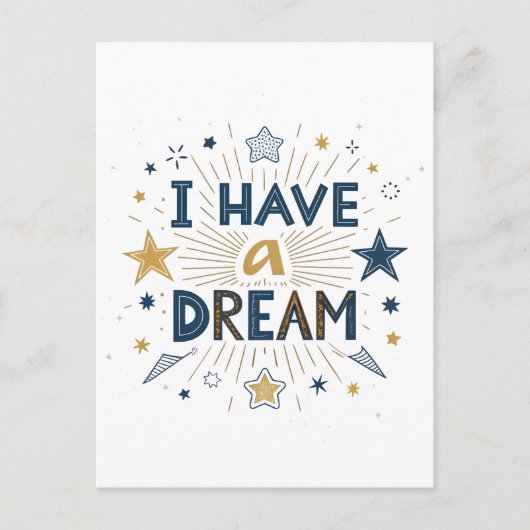 I Have a Dream Starburst Typography Art Postkarte (Vorderseite)