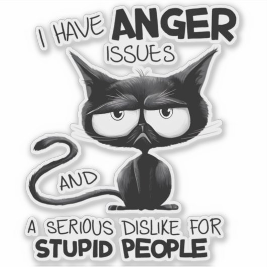 I Have Anger Issues Funny Cat Lover Gift  Aufkleber (Vorderseite)