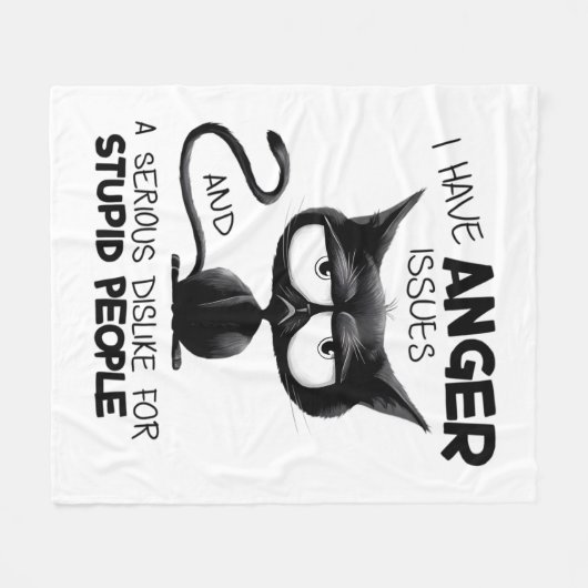 I Have Anger Issues Funny Cat Lover Gift Fleecedecke (Vorderseite (Horizontal))