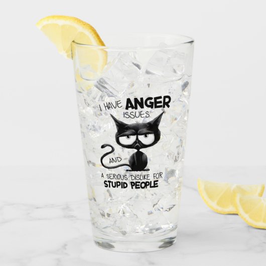 I Have Anger Issues Funny Cat Lover Gift Glas (Vorderseite Ice)
