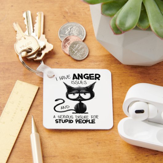 I Have Anger Issues Funny Cat Lover Gift  Schlüsselanhänger (Schreibtisch)