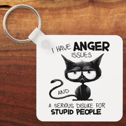 I Have Anger Issues Funny Cat Lover Gift  Schlüsselanhänger (Vorderseite)