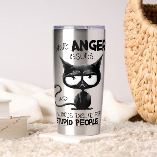 I Have Anger Issues Funny Cat Lover Gift Thermobecher (Wohnzimmer (gedreht))