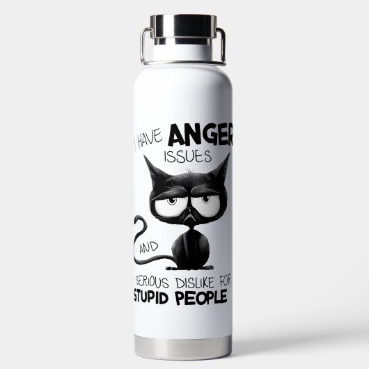 I Have Anger Issues Funny Cat Lover Gift Trinkflasche (Rückseite)