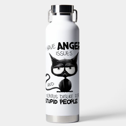 I Have Anger Issues Funny Cat Lover Gift Trinkflasche (Vorderseite)